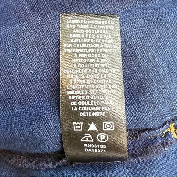 Lafayette 148 | Everson Linen Chambray Button Up Shirt Size Medium Dark Wash - Picture 9 of 9